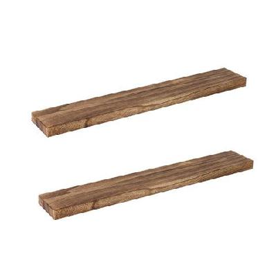 levede 2pcs floating shelves wall mounted storage solid wood display shelf