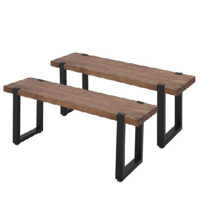levede 2x dining bench chairs wooden seat kitchen outdoor garden patio 140cm