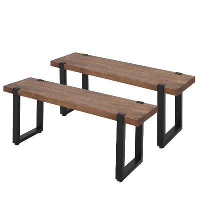 levede 2x dining chairs bench chair seat wooden kitchen outdoor garden patio chair