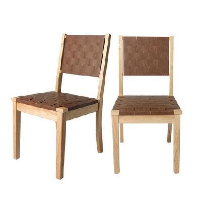 levede 2x dining chairs pu woven leather kitchen chair lounge midcentury modern