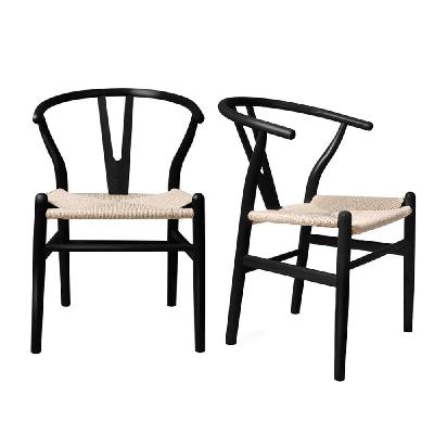levede 2x dining chairs wooden hans wegner chair wishbone chair cafe lounge seat