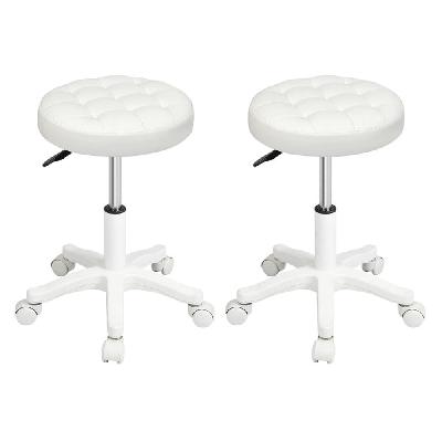 levede 2x rolling bar stool swivel salon spa chair beige