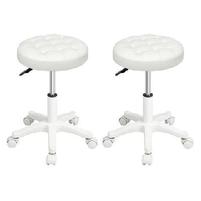 levede 2x rolling bar stool swivel salon spa chair beige