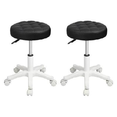 levede 2x rolling bar stool swivel salon spa chair black