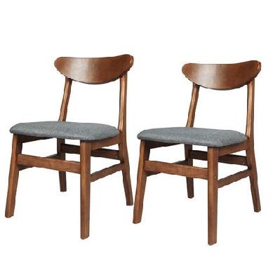 levede 2xdining chairs kitchen chair natural wood linen fabric cafe lounge