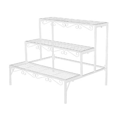 levede 3 tier rectangle metal plant stand flower pot planter corner shelf white