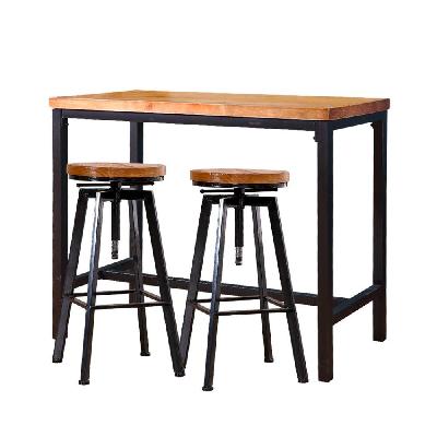 levede 3pc industrial pub table bar stools wood chair set home kitchen furniture
