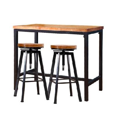 levede 3pc industrial pub table bar stools wood chair set home kitchen furniture