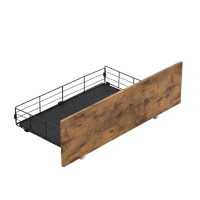 levede  4 double bed frame storage drawers metal wooden wood bonus bottom mat