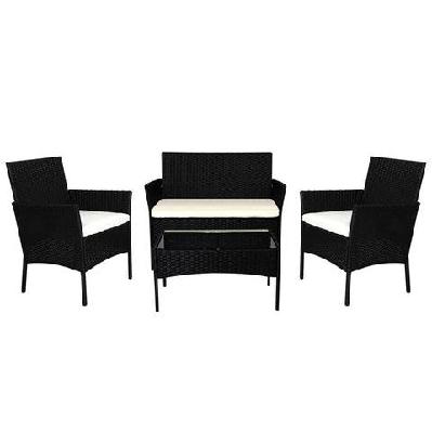 levede 4 pcs outdoor furniture setting patio garden table chairs set wicker seat