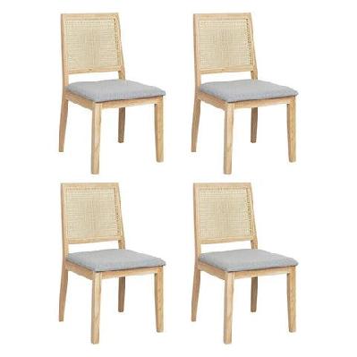 levede 4x cane dining chair rattan armless seat