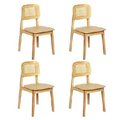 levede 4x rattan dining chair wooden kitchen chair