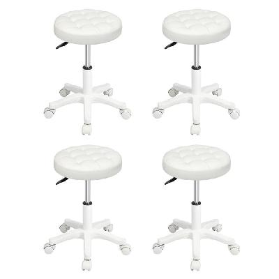 levede 4x rolling bar stool swivel salon spa chair beige