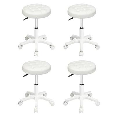 levede 4x rolling bar stool swivel salon spa chair beige