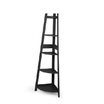 levede 5 tier corner shelf wooden storage home display rack plant stand black
