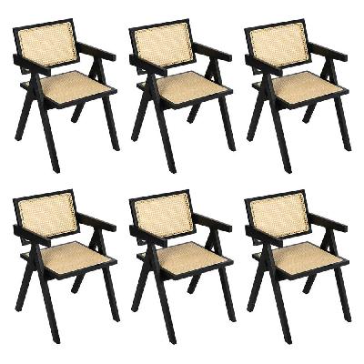 levede 6x black wicker armchair dining chair
