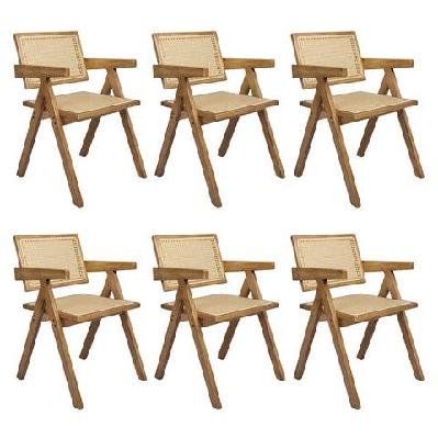levede 6x dining chair solid wood rattan