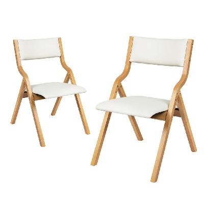 levede 6x dining chairs foldable pu beige