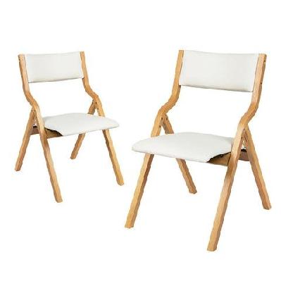 levede 6x dining chairs foldable pu beige