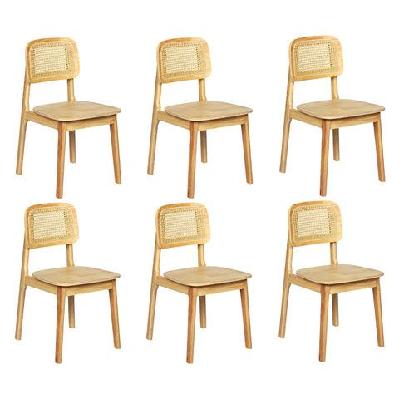 levede 6x rattan dining chair wooden kitchen chair