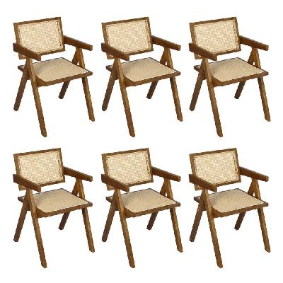 levede 6x walnut wicker armchair dining chair