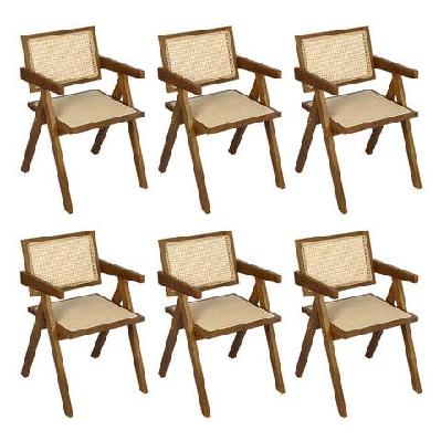 levede 6x walnut wicker armchair dining chair