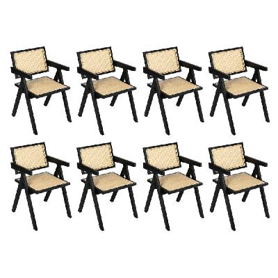 levede 8x black wicker armchair dining chair