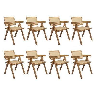 levede 8x dining chair solid wood rattan