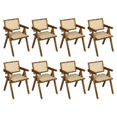 levede 8x walnut wicker armchair dining chair