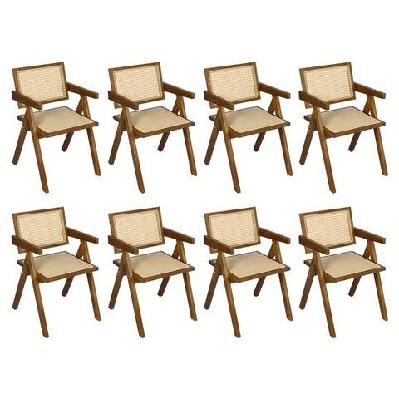 levede 8x walnut wicker armchair dining chair