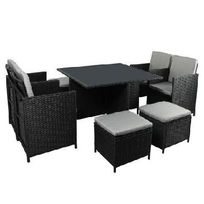 levede 9pcs outdoor table chair set patio furniture dining setting garden lounge