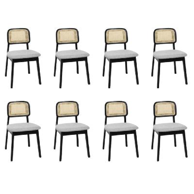 levede dining chair wood rattan armless black x8