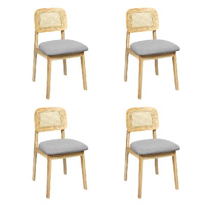 levede dining chair wood rattan armless natural x4