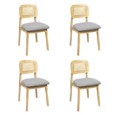 levede dining chair wood rattan armless natural x4