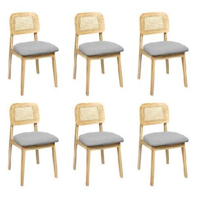 levede dining chair wood rattan armless natural x6