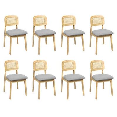 levede dining chair wood rattan armless natural x8