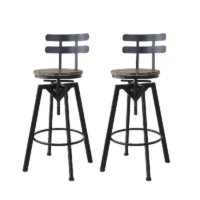 levede industrial adjustable swivel bar stools with back wood counter chairs x1