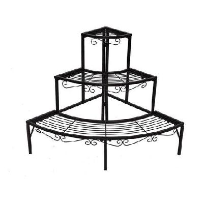 levede outdoor indoor pot plant stand garden metal 3 tier planter corner shelf