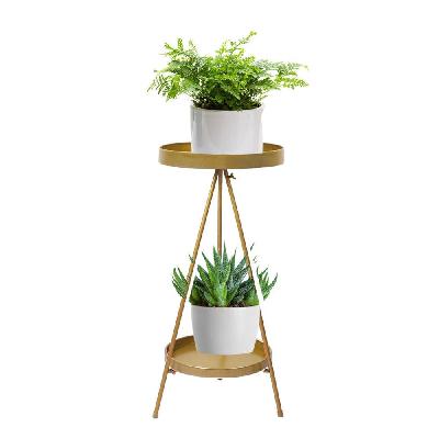 levede plant stand 2 tiers outdoor indoor metal flower pots rack garden gold