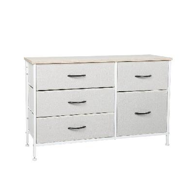 levede storage cabinet tower chest of drawers dresser tallboy 5 drawer beige