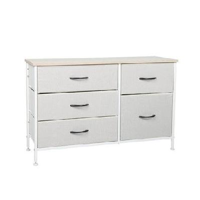 levede storage cabinet tower chest of drawers dresser tallboy 5 drawer beige