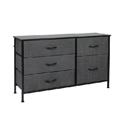 levede storage cabinet tower chest of drawers dresser tallboy 5 drawer grey
