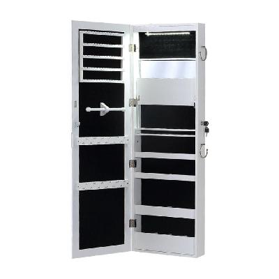 levede wall mounted or hang over mirror jewellery cabinet with led light white