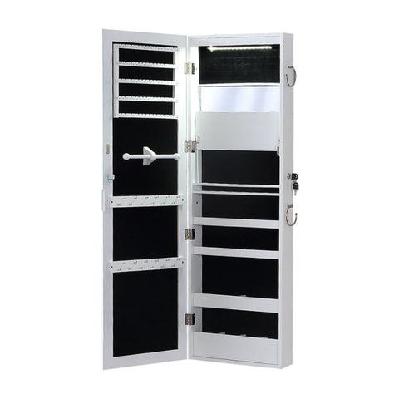 levede wall mounted or hang over mirror jewellery cabinet with led light white