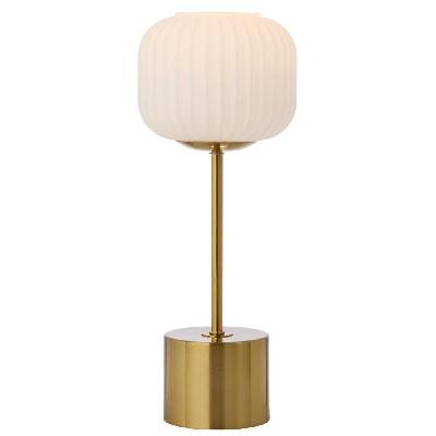 liam modern table desk lamp light metal glass antique gold gloss