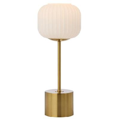 liam modern table desk lamp light metal glass antique gold gloss