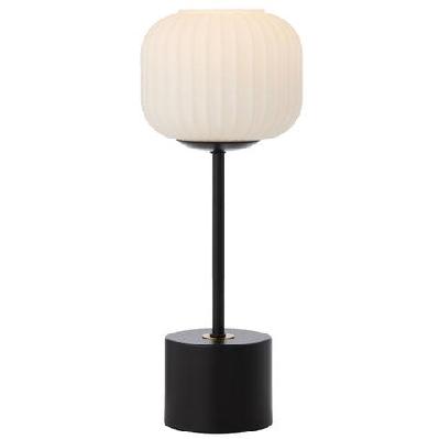 liam modern table desk lamp light metal glass black matte