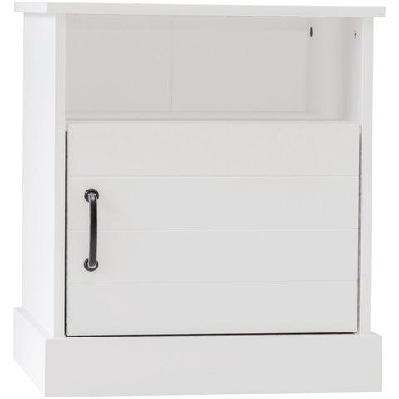 liberty modern wooden nightstand side bedside table open shelf w/ 1-door - white