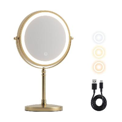 lighted makeup mirror rotation 10x magnifying double sided tabletop gold