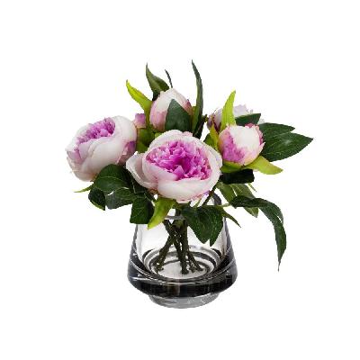lilac peony 20cm artificial plant flower arrangement decorative in glass